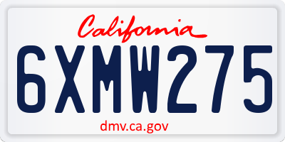 CA license plate 6XMW275