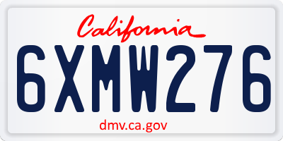 CA license plate 6XMW276