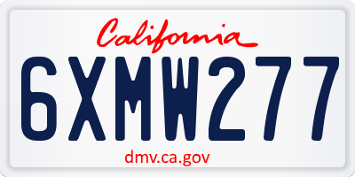 CA license plate 6XMW277