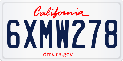 CA license plate 6XMW278