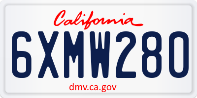 CA license plate 6XMW280