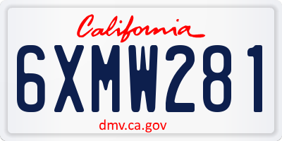 CA license plate 6XMW281