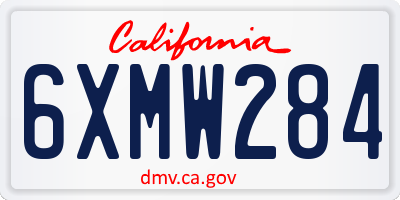 CA license plate 6XMW284