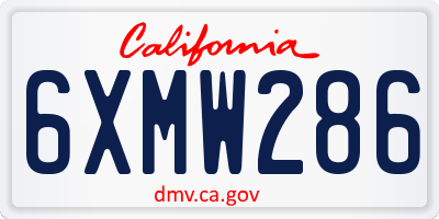 CA license plate 6XMW286