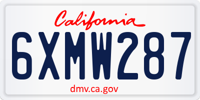 CA license plate 6XMW287