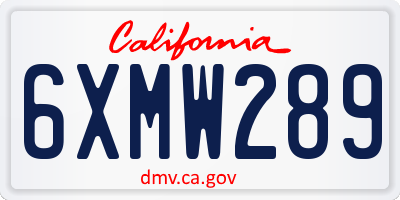 CA license plate 6XMW289