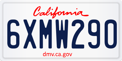 CA license plate 6XMW290