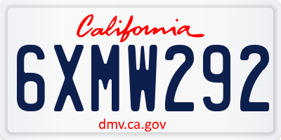 CA license plate 6XMW292