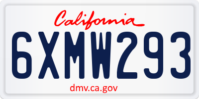 CA license plate 6XMW293