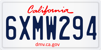 CA license plate 6XMW294