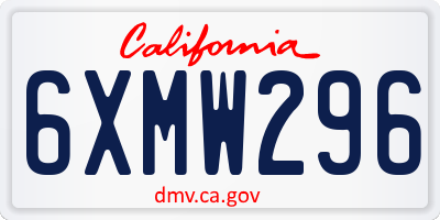 CA license plate 6XMW296