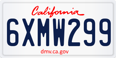 CA license plate 6XMW299