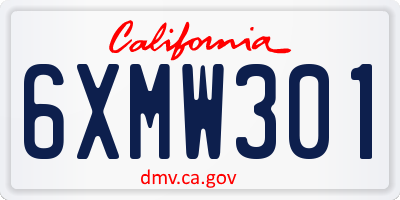 CA license plate 6XMW301