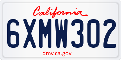 CA license plate 6XMW302