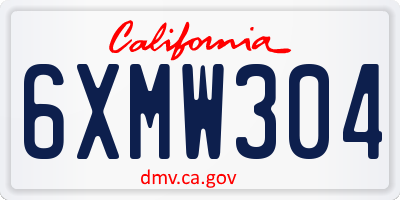 CA license plate 6XMW304