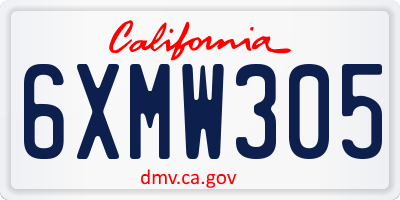 CA license plate 6XMW305
