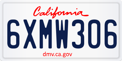 CA license plate 6XMW306