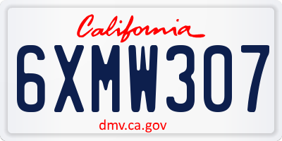 CA license plate 6XMW307