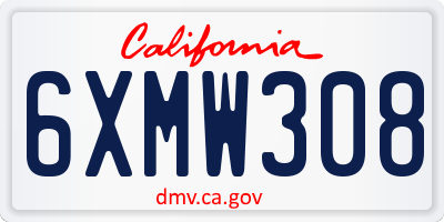 CA license plate 6XMW308