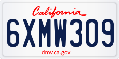 CA license plate 6XMW309