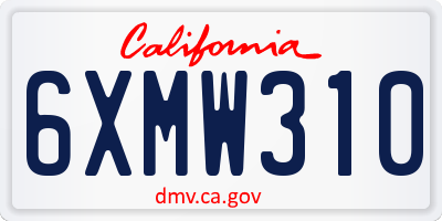 CA license plate 6XMW310
