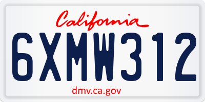 CA license plate 6XMW312