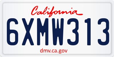 CA license plate 6XMW313