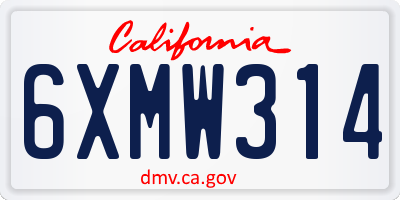 CA license plate 6XMW314