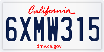 CA license plate 6XMW315