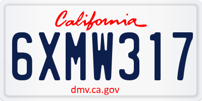 CA license plate 6XMW317