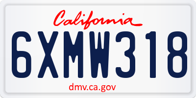 CA license plate 6XMW318