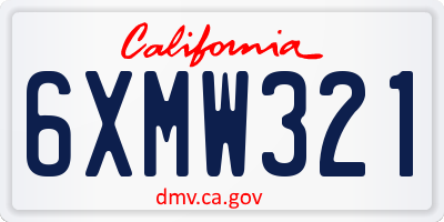 CA license plate 6XMW321
