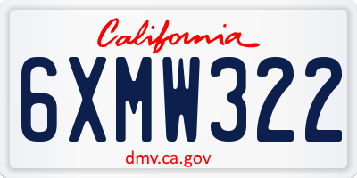 CA license plate 6XMW322