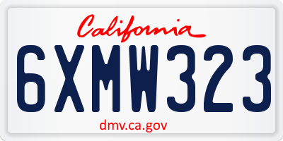 CA license plate 6XMW323