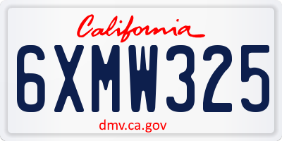 CA license plate 6XMW325