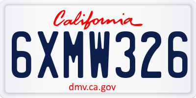 CA license plate 6XMW326
