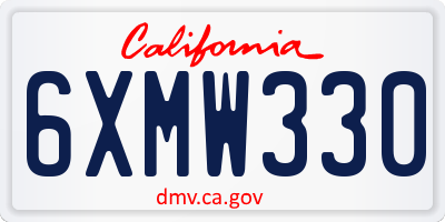 CA license plate 6XMW330