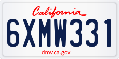 CA license plate 6XMW331