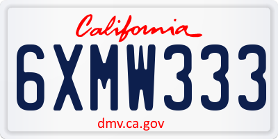 CA license plate 6XMW333