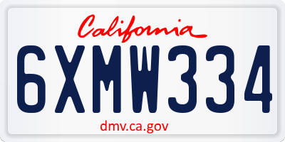 CA license plate 6XMW334