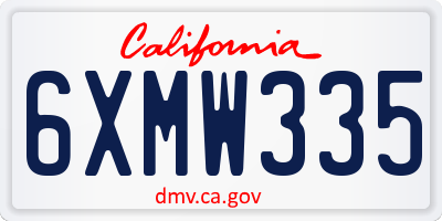 CA license plate 6XMW335