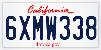 CA license plate 6XMW338
