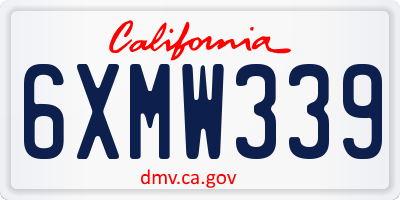 CA license plate 6XMW339
