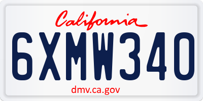 CA license plate 6XMW340