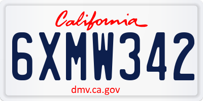 CA license plate 6XMW342