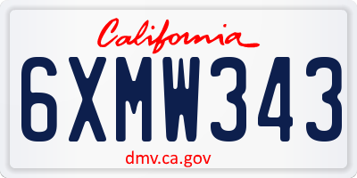 CA license plate 6XMW343