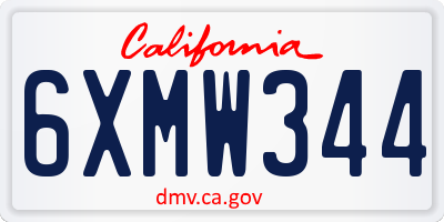 CA license plate 6XMW344