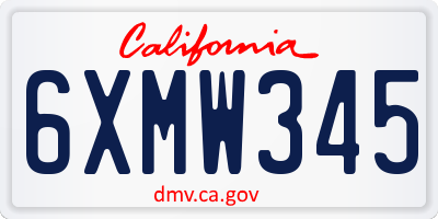 CA license plate 6XMW345