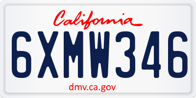 CA license plate 6XMW346