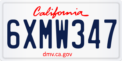 CA license plate 6XMW347